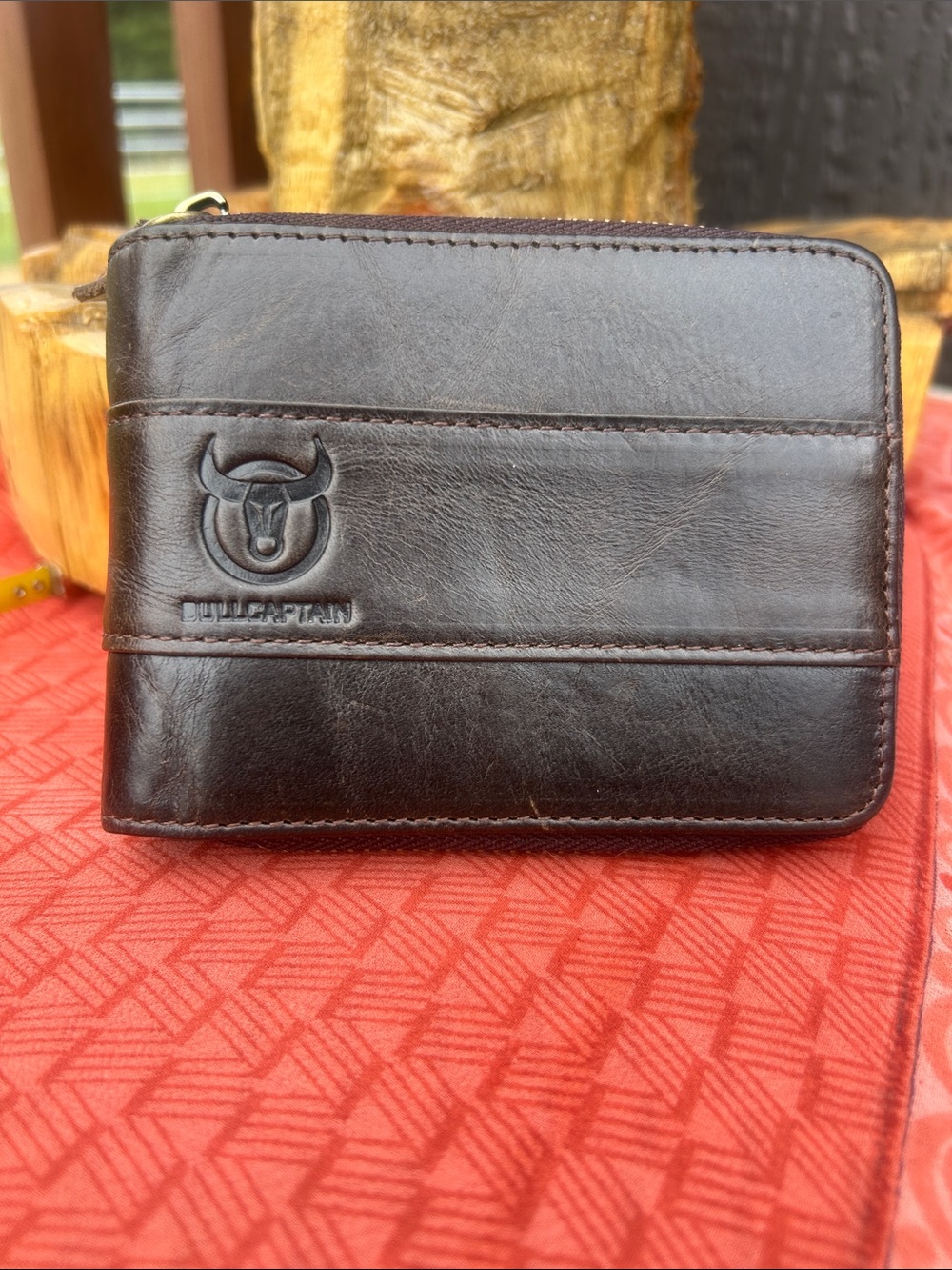 BULLCAPTAIN Genuine Leather Bifold Zipper Wallet for Men RFID Travel